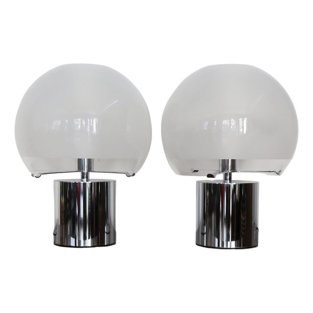 Vintage Italian Porcino Table Lamps by Luigi Caccia Dominioni for Azucena, Italy, 1960s, Set of 2 For Sale