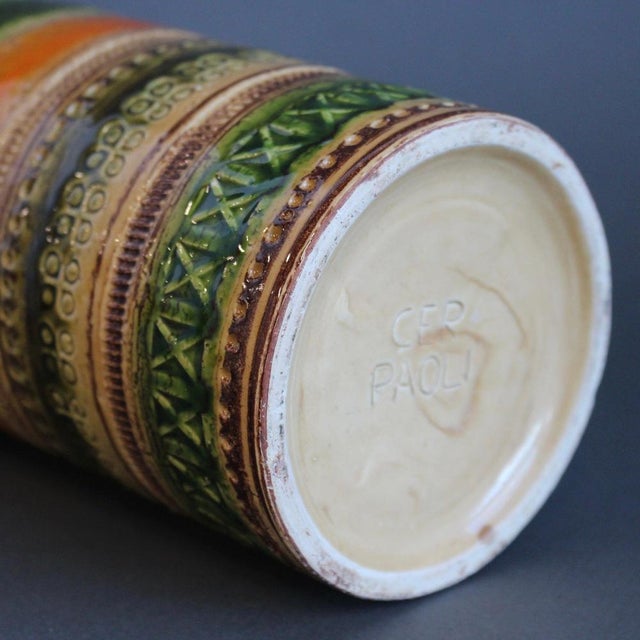 Mid-Century Modern Italian Sahara Ceramic Vase by Aldo Londi for Bitossi, 1960s For Sale - Image 10 of 12