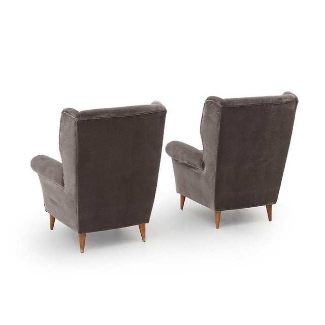 Set of Gray Velvet Armchairs, 1950s For Sale - Image 6 of 15