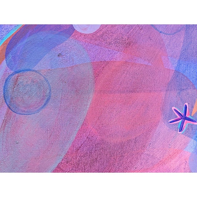 Cecilia Beaven Contemporary Abstract Pink & Blue Biomorphic Contorted Alligator Figure Painting, 21st Century For Sale - Image 9 of 11
