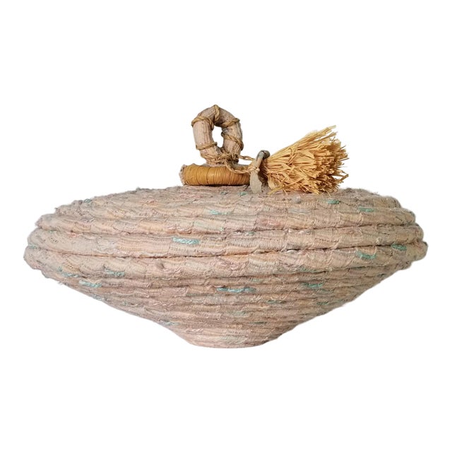 Vintage Hand-Woven Wool Vase/ Sold For Sale