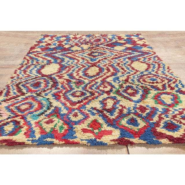 Vintage Azilal Boucherouite Moroccan Rug, 04'07 X 08'02 For Sale - Image 9 of 10