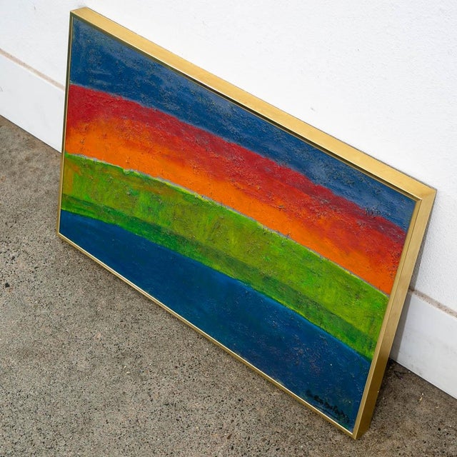 Mid Century Modern Oil Painting George Constant Art Rainbow Original Signed MCM For Sale - Image 12 of 12