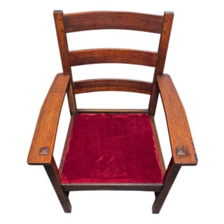 Antique Stickley Mission Oak Armchair For Sale