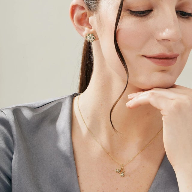 Contemporary Syna Yellow Gold Bicycle Charm Pendant with Diamonds For Sale - Image 3 of 5