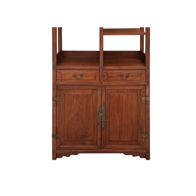 Brown Vintage Brown Oriental Treasure Display Curio Cabinet Bookcase For Sale - Image 8 of 13