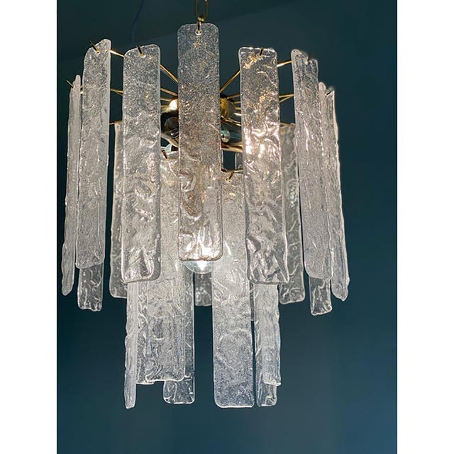 Murano Glass Chandelier with Hammered Strips listelli by Simoeng For Sale - Image 6 of 9