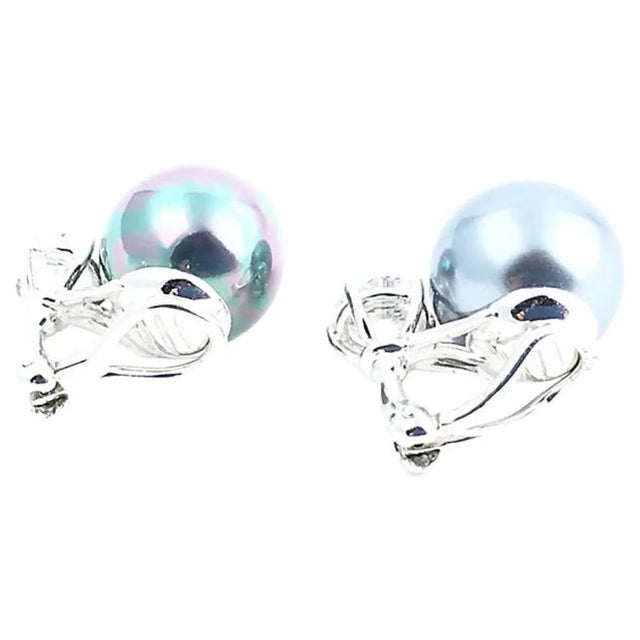 Sterling Silver Faux Gray and Crystal Earrings - 2 Pieces For Sale In Miami - Image 6 of 6