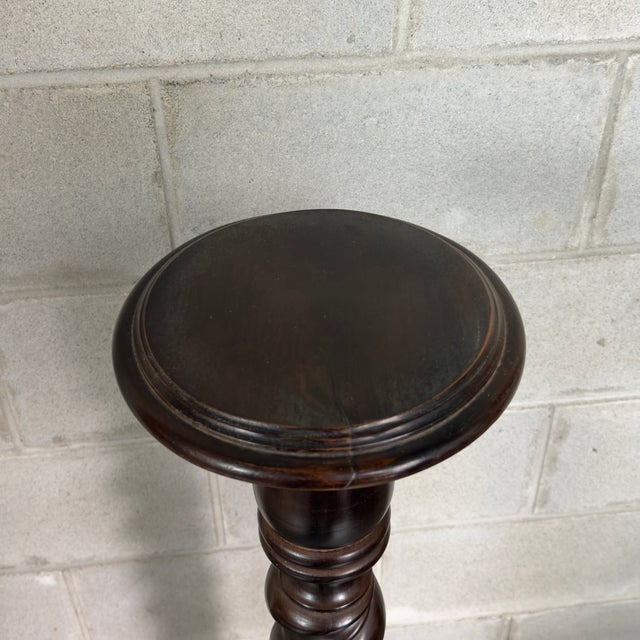 Vintage Italian Wood Torchon Pedestal Column, 1960s For Sale - Image 4 of 11