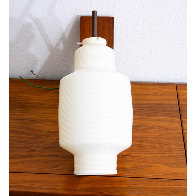 Mid-Century Modern 1960s Mid Century Modern Wall Sconce Lamp Lighting Walnut Brass White Shade Denmark Nm For Sale - Image 3 of 12