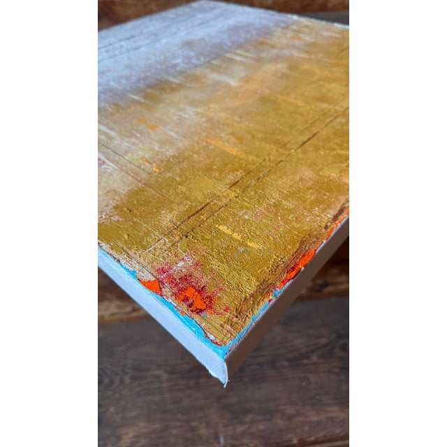 "Ochre Textures" Abstract Oil Painting by Paula DeStefanis For Sale - Image 12 of 12