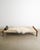 Rare danish mid century modern architectural daybed in stained oak, beige canvas with a black leather cushion and white...
