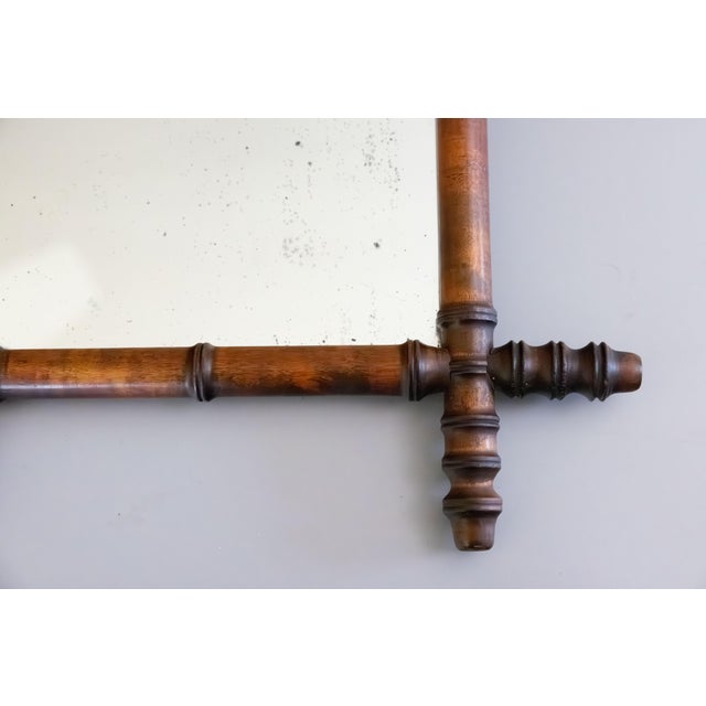 Chinoiserie Antique 19th Century French Faux Bamboo Carved Mirror For Sale - Image 3 of 7