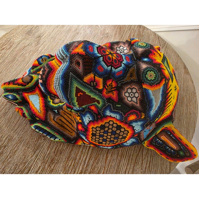 Authenticated Huichol Beaded Jaguar Wall Sculpture – Wixárika Art For Sale - Image 6 of 6