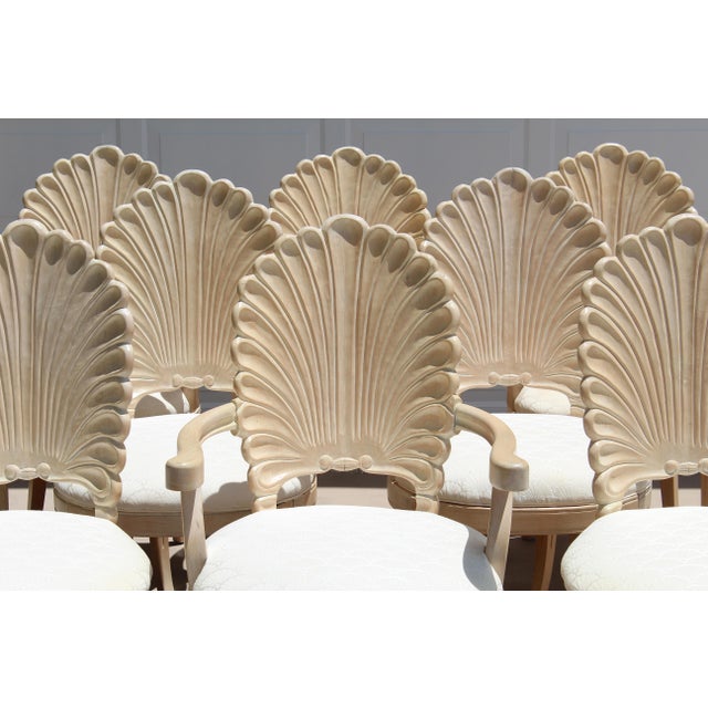 1980s Vintage Italian Hollywood Regency Grotto Shell-Back Dining Chairs - Set of 8 For Sale - Image 10 of 18