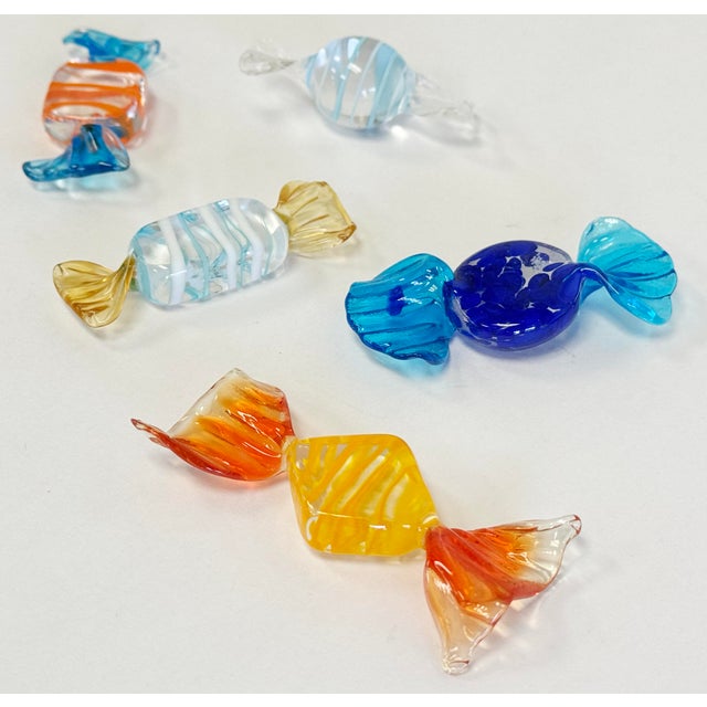 Mid 20th Century Vintage Murano Style Blown Glass Wrap Candies, Set of 5 For Sale - Image 5 of 5
