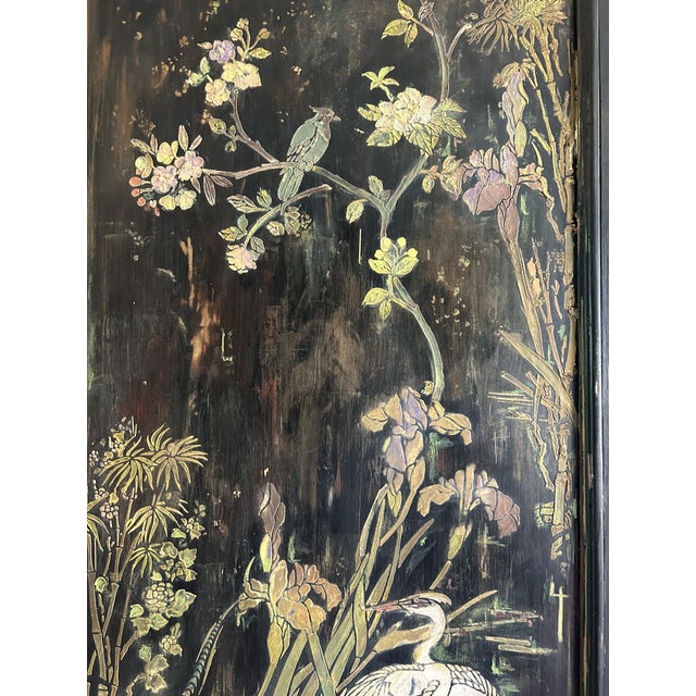 1920s Vintage Painted Pine Armoire with Chinoiserie Panels, 1920s For Sale - Image 5 of 14