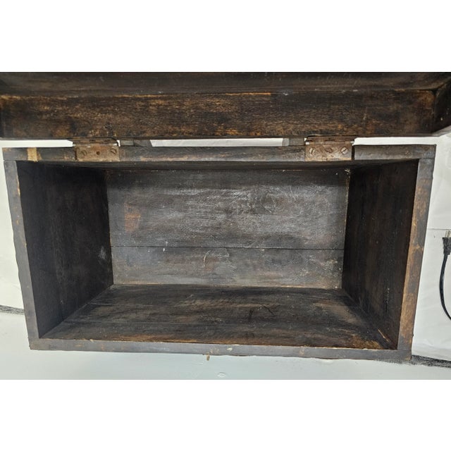 Mid 20th Century Solid Painted Wood and Ornate Metal Mounted Strongbox For Sale - Image 10 of 12