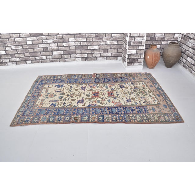 Handmade wool carpet in Turkish Anatolia , Vintage Oushak Rug,Turkish Vintage Anatolian Rug, Handmade wool Rug . One Of...