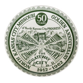 Kansas City Missouri Green and White 50 Year Commemorative Plate For Sale