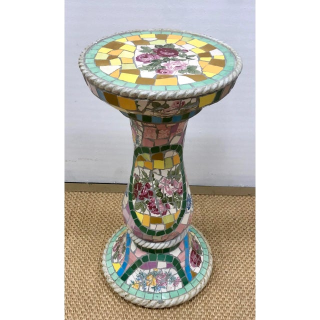 Vintage Artistic Mosaic Colorful Plant Stand or Pedestal Column For Sale - Image 4 of 7