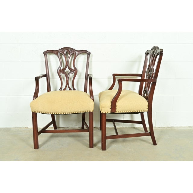 Baker Furniture Style Georgian Carved Mahogany Dining Chairs, Set of Six For Sale - Image 11 of 13