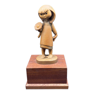 Vintage Reuge Music Box Hand Carved Anri Girl With Flower