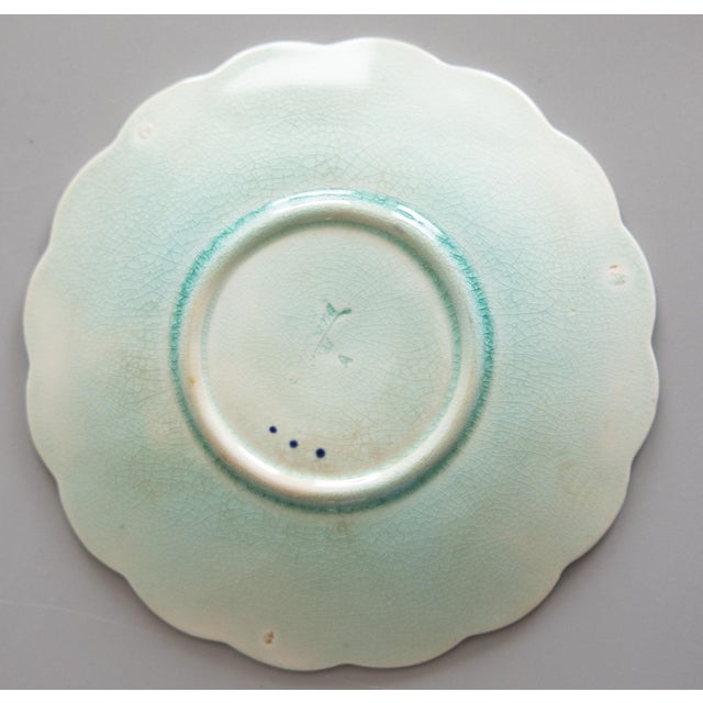 19th Century Swedish Rörstrand Majolica Turquoise Chestnut Leaf Plate For Sale In Houston - Image 6 of 7