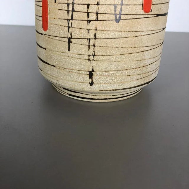 Large Op Art Abstract German Pottery Floor Vase from Bay Ceramics, 1960s For Sale - Image 11 of 15
