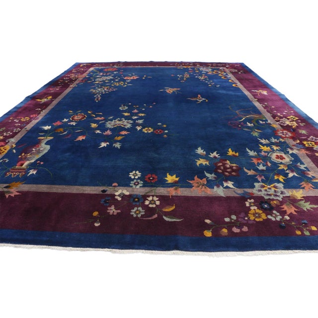 Art Deco Antique Chinese Art Deco Rug - 08'09 x 11'06 For Sale - Image 3 of 7