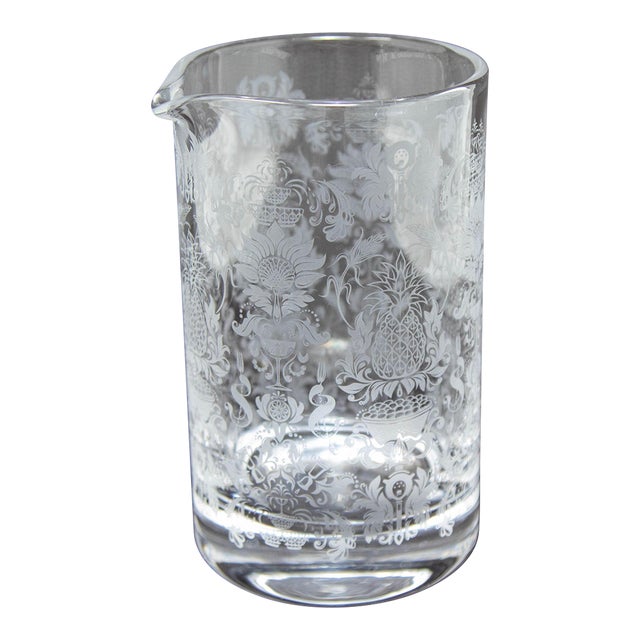 Cocktail Mixing Etched Glass Beaker Barware For Sale