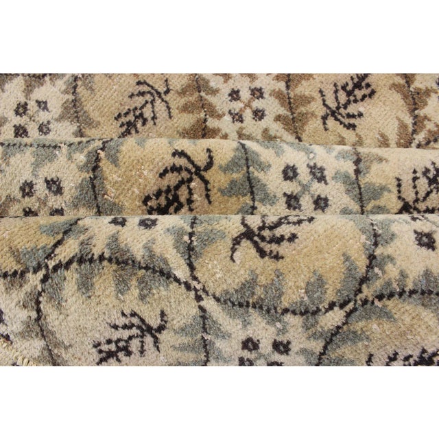 Vintage Turkish Modern Rug With Repeating Geometric Pattern in Beige, Brown, and Soft Gray Tones For Sale - Image 10 of 11