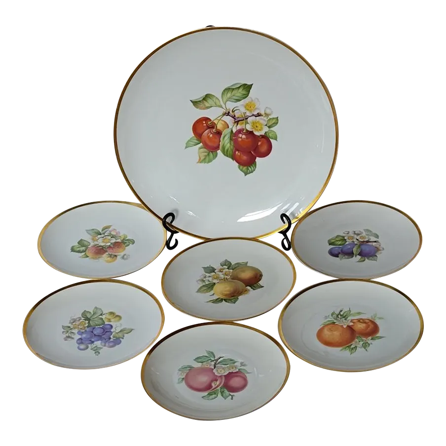Vintage Bavarian Hutschenreuther Luncheon Desert Plates Set Fruit