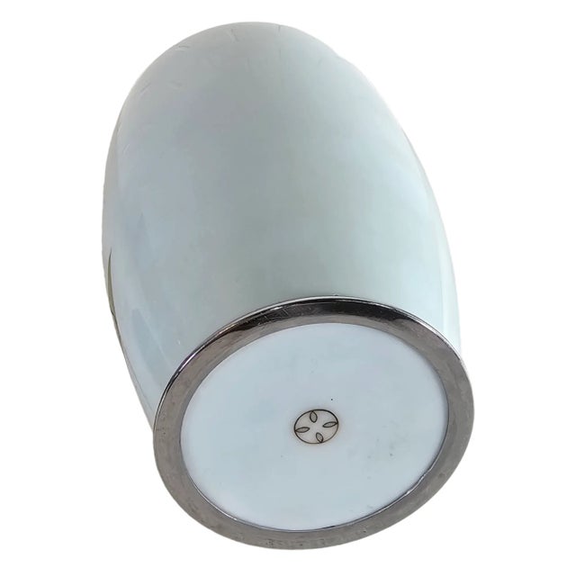 Ando Jubei Showa Period Cloisonné Vase – Blue Enamel & Silver, Signed 1961 For Sale - Image 9 of 10