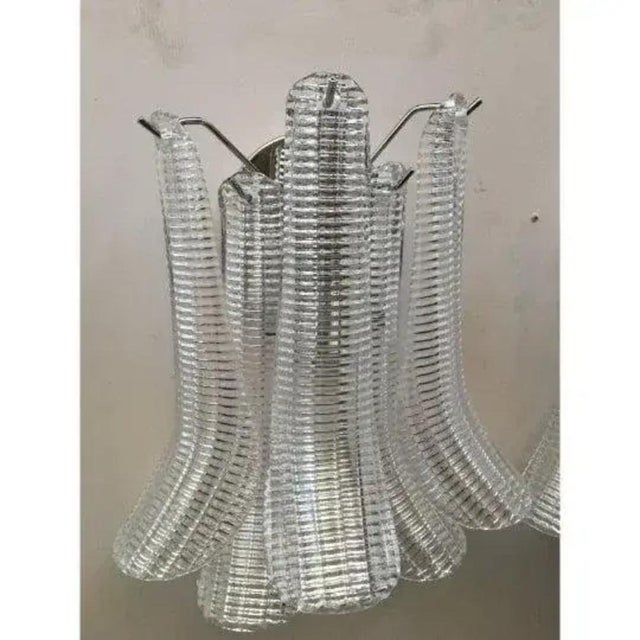 Murano Glass Selle Sconces in Polished Kromo Metal Frame by Simoeng, Set of 2 For Sale - Image 6 of 12