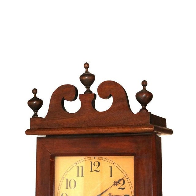 Antique Ithaca Clock Co. Tall Case Walnut Grandfather Clock C1920 For Sale - Image 10 of 15