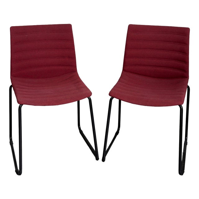 Gaber Kanvas Chairs by Stefano Sandonà in Metal and Red Fabric, 2000s, Set of 2 For Sale