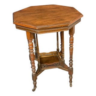 Antique Victorian Octagonal Occasional Table on Casters, 1890s For Sale