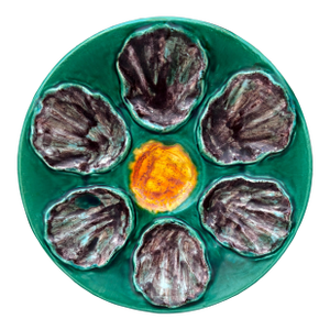 French Majolica Oyster Plate Bavent, Circa 1920