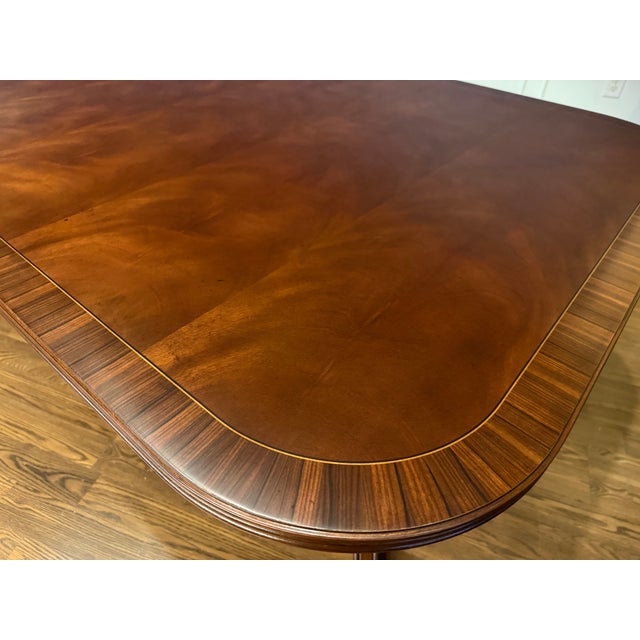 Wood Traditional Banded Georgian Style Mahogany Dining Table by Leighton Hall - Showroom Sample For Sale - Image 7 of 14
