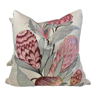 Vervain "Sugarbush" in Pink Begonia 22" Pillows-a Pair For Sale