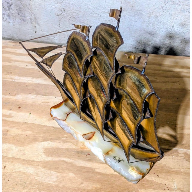 1970s Vintage John DeMott Brutalist-Style Metal Sailboat Sculpture For Sale - Image 5 of 6