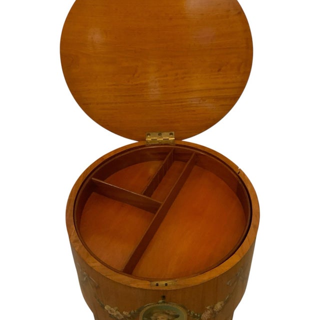 Brown Antique Late Victorian Hand-Painted Satinwood Ladies Sewing Work Table England C. 1880–1900 For Sale - Image 8 of 10
