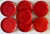 Set of 7 vintage mid century Gerz Germany pottery dinner plates. Striking bright orangish red color with brown flecks and...