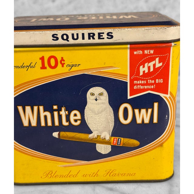 Vintage Traditional Cigar Advertising White Owl Tobacco Tin For Sale - Image 9 of 10
