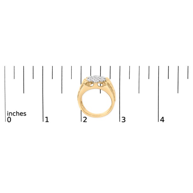14K Yellow Gold Plated .925 Sterling Silver 1/3 Cttw Miracle-Set Floral Diamond Cluster Ring (I-J Color, I1-I2 Clarity) - Size 12 For Sale In New York - Image 6 of 6