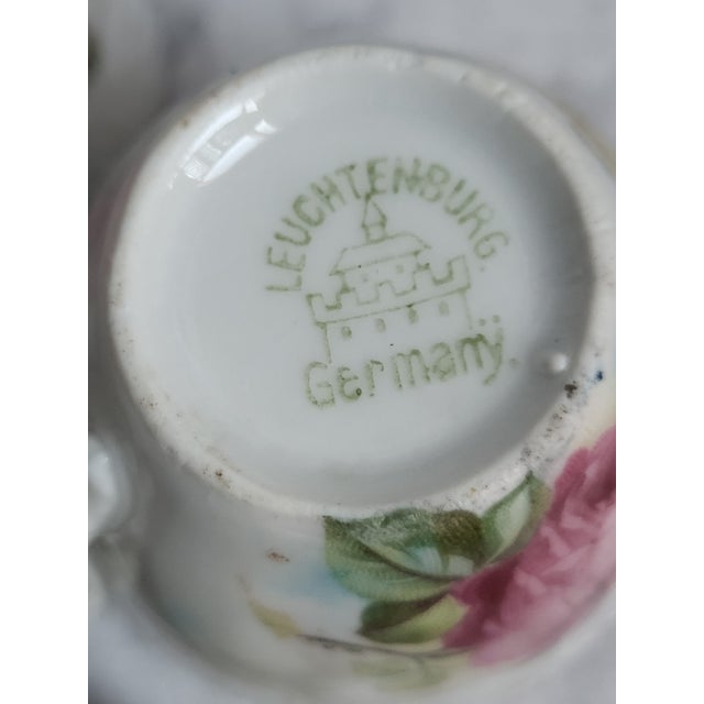 White Late 19th Century Hand Painted Peonies on Porcelain Leuchtenburg,Germany Demitasse Tea Cups - 4 pcs For Sale - Image 8 of 12