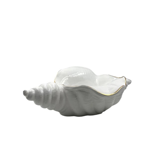 Gold Large Hollywood Regency Ceramic Shell Sculpture, Italy, 1970s For Sale - Image 8 of 18