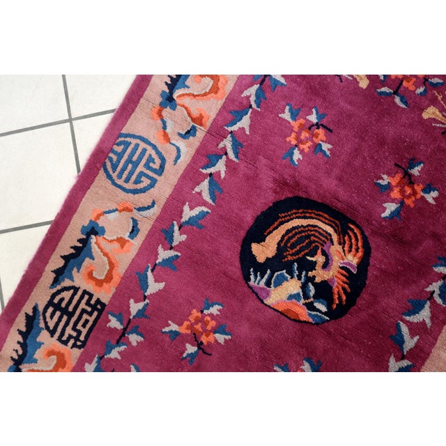 1920s, Handmade Antique Art Deco Chinese Rug 3.1' X 4.5' For Sale - Image 4 of 12
