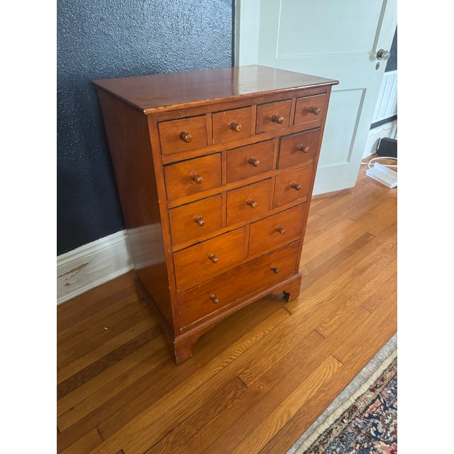 Antique English Country Style 13-Drawer Chest in Warm Wood Finish For Sale - Image 4 of 8